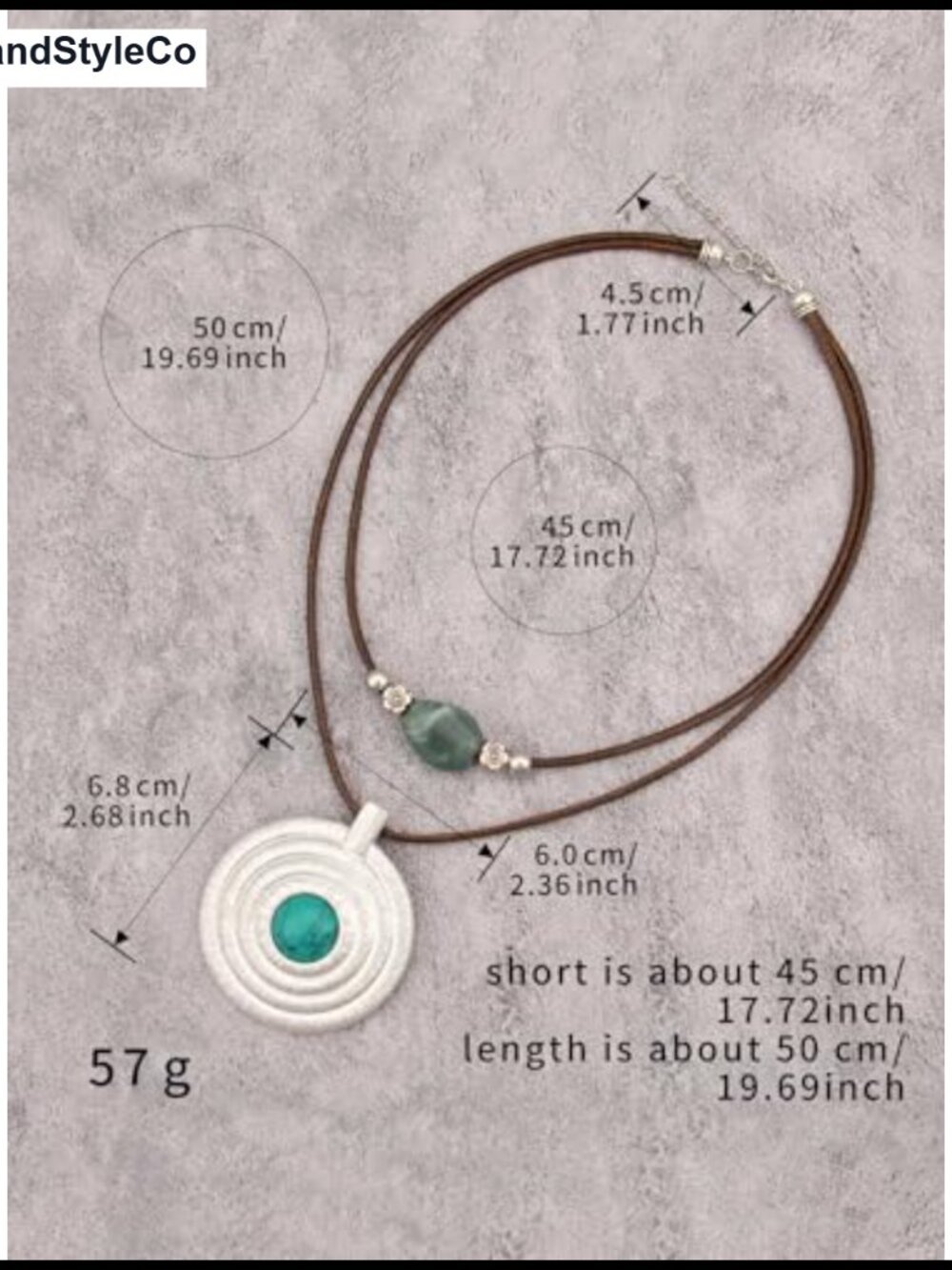 Boho Necklace Women Chunky Circle Pendant Faux Leather Choker - Picture 5 of 6